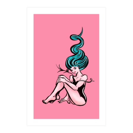 Pinup Girl With Wavy Blue Hair by boriana