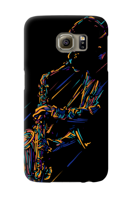 Jazz saxophonist colorful line art