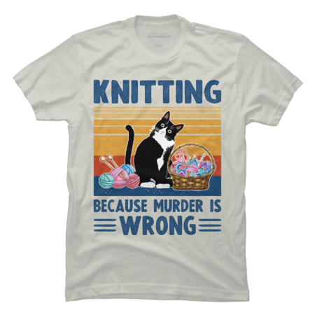 Knitting Because Murder Is Wrong Funny Vintage Cat Knitting Love by elfazazi