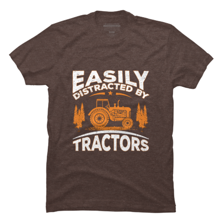 Funny Farming Quote Gift Easily Distracted By Tractors by DragonTee