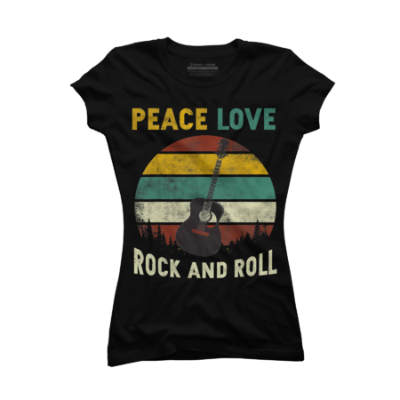 Peace Love Rock And Roll Guitar Retro Vintage T-Shirt by awothuyn
