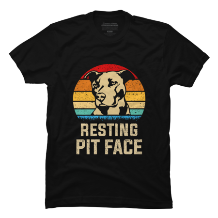 Dog Pitbull Resting Pit Face Funny Vintage