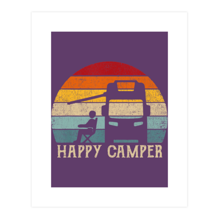 Happy Camper RV Camping Shirt Men Women Retro Sun 70s 80s