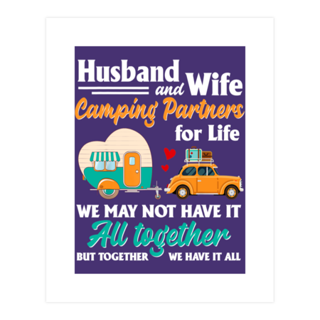 Husband And Wife Camping Partners For Life Funny T-Shirt