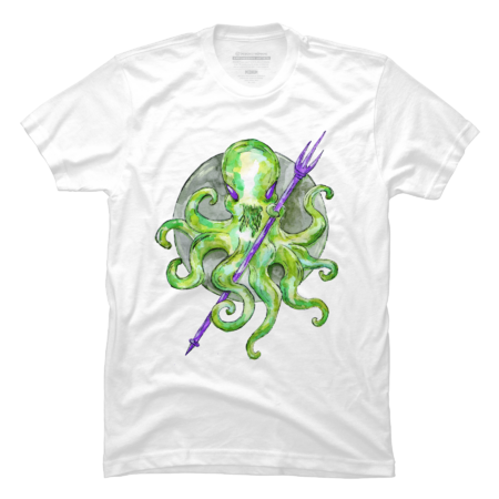 Green Octopus with Purple Trident