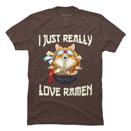 Anime Kawaii Corgi Eating Ramen Japanese Gifts  T-Shirt by hoang1993