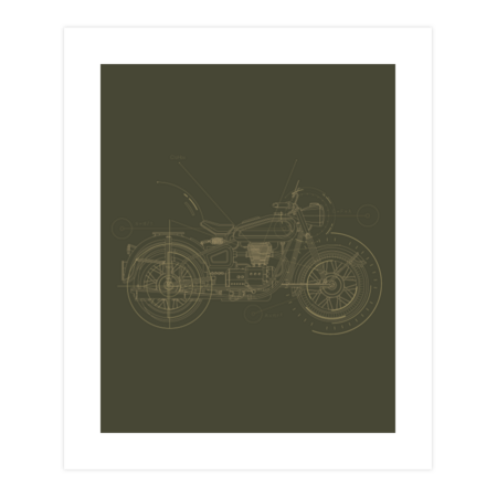 Vintage Motorcycle Blueprint Wireframe by artado
