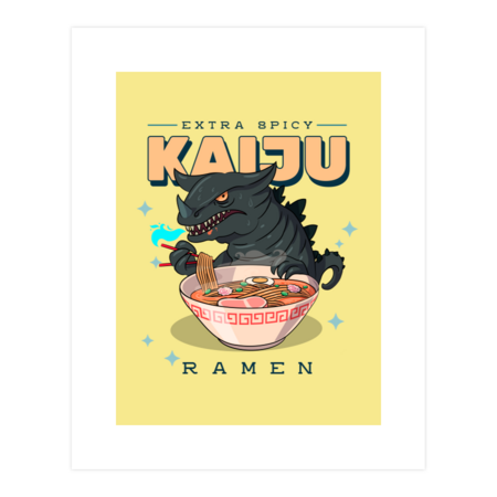 Extra Spicy Kaiju Ramen Japanese Dragon by KaiHamilton