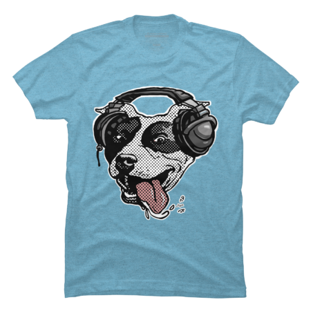 Cute Pit Bull Dog With Music Headphones by MudgeStudios