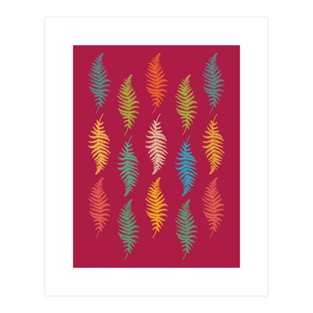 Vintage Retro Leaf Feathers Pattern
