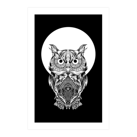 Owl And Full Moon by artdim