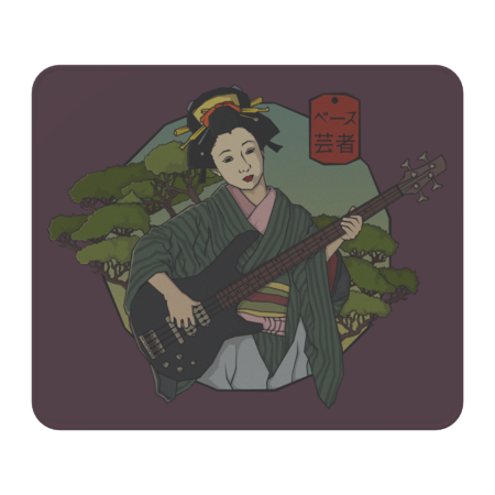 Japanese Geisha Bassist Player Vintage Art Style by japanophiliahub