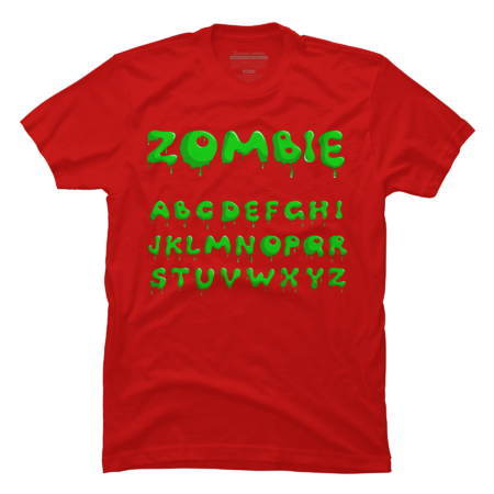 Bright Green Alphabet On Black - Zombie Halloween Shirt by Familyshop