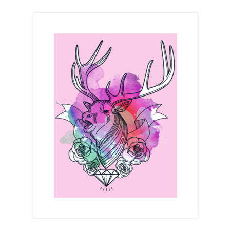 Deer watercolor by Hamzi