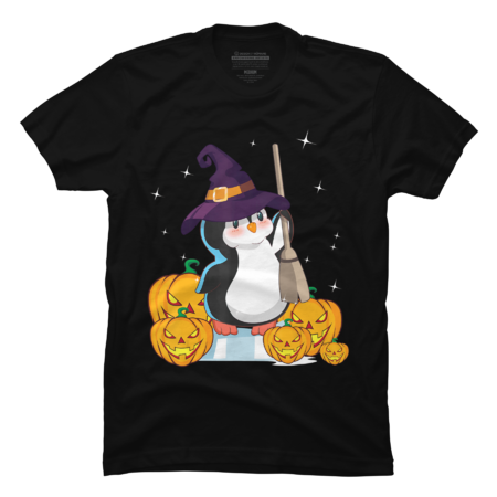 Penguin shirt- Penguin Witch Halloween Pumpkin by HighTech