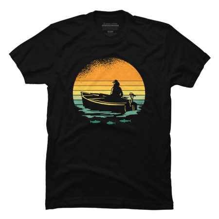 sunset boat retro