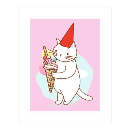 White cats postcards: delicious ice cream treat by runcatrun