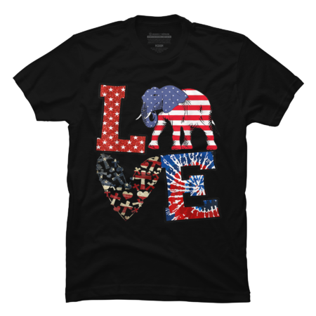 Elephant shirt- Elephant Love America Flag