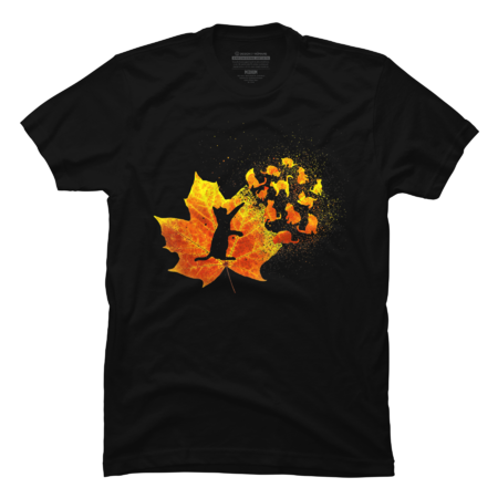Funny Cat Maple Leaf Fall Hello Autumn T-shirt