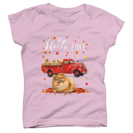 Pomeranian Dog And Red Truck  T-shirt by SharkMom