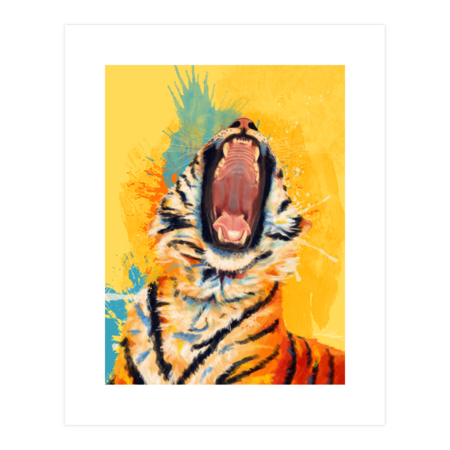 Wild Yawn, Tiger portrait by FloArtStudio