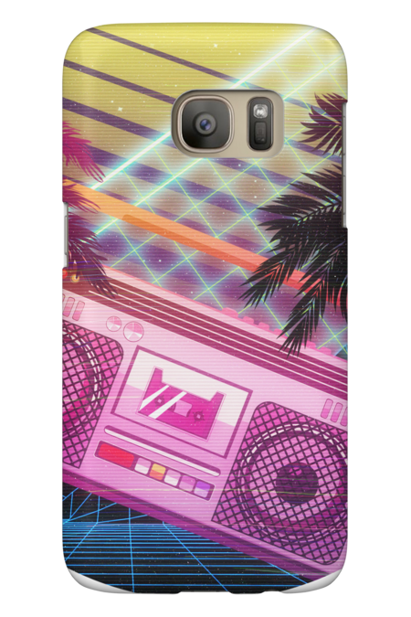 Pink boombox and palms by AnnArtshock