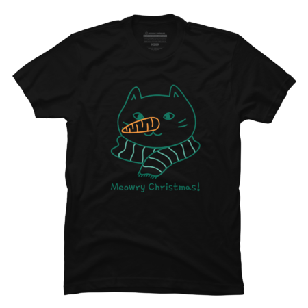 Cat T-Shirt Meowry Christmas Carrot Cute Funny by Mintan