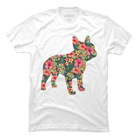 Floral French Bulldog T shirt by LisaPink68