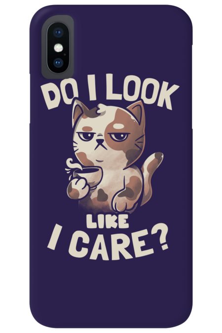 Do I Look Like I Care - Lazy Cute Coffee Cat Gift by EduEly