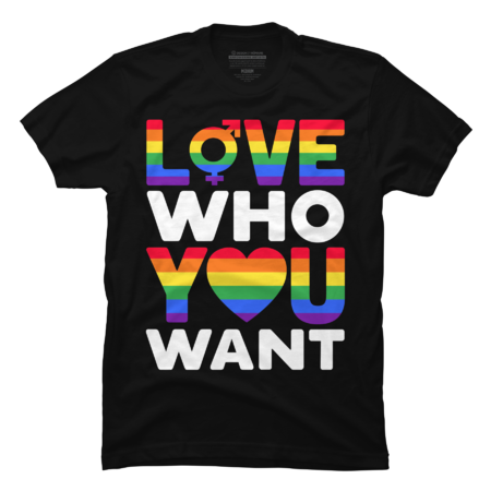 Pride Shirt Love Who You Want Rainbow LBGTQ by BiTee