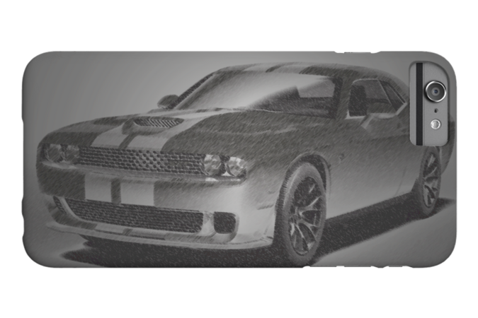 Challenger Hell Cat Car Black Gray with Stripes Muscle Car by DesignsbyPauline