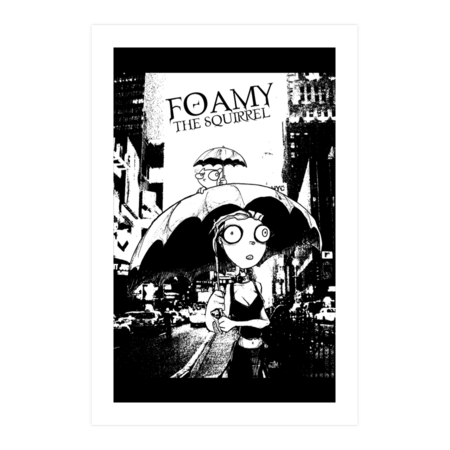 Foamy The Squirrel City Umbrellas : Art Print