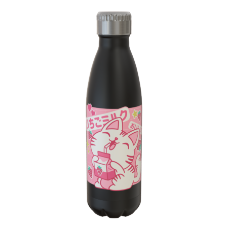Cute Cat Drinking Strawberry Milk Kawaii Anime Japanese by SaltashDesigns