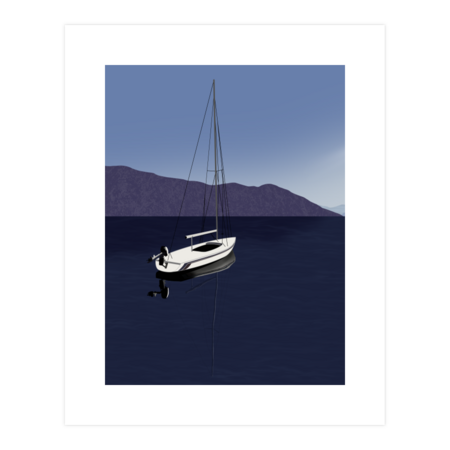sailing boat and mountains