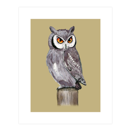 A watercolor  of a white-faced owl by Bwiselizzy