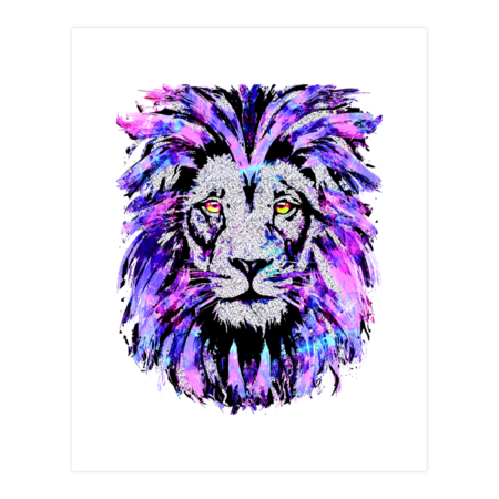 Purple Lion Artwork - Wildlife - Lion Head by Joosdesign