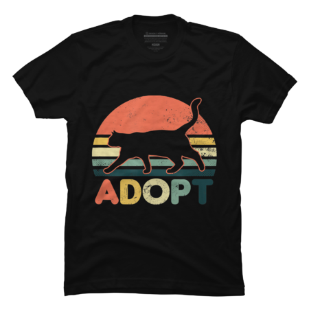 Cat Adoption Design Vintage Retro Sunset Adopt Gift T-Shirt