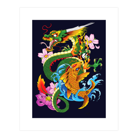 Dragon and Koi by tigressdragon