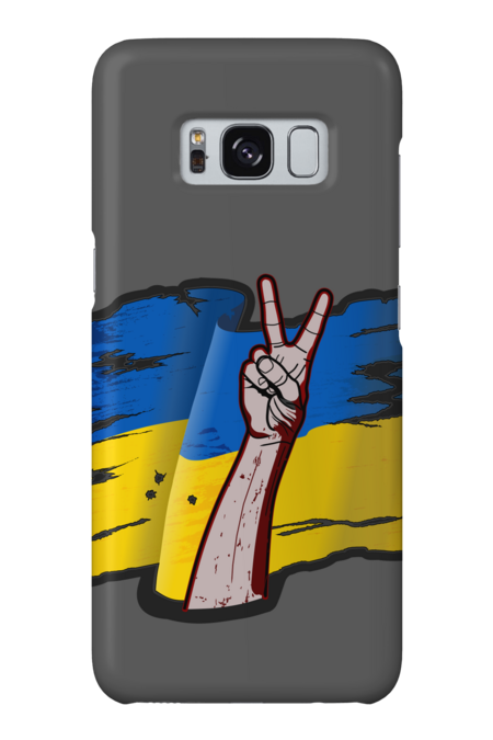 Ukraine flag and Victory sign