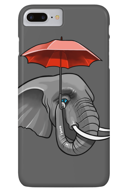Elephant With Red Umbrella