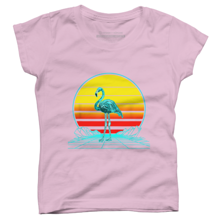 Retro Vintage Sunset Flamingo T-Shirt by WatercolorFun