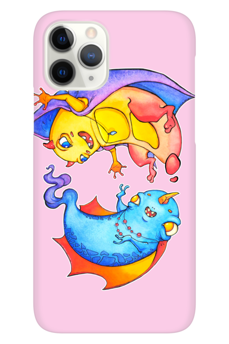 Watercolor Cute Monsters Yin Yang by LilianaTikage