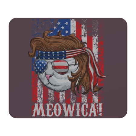 Meowica Cat Mullet American Flag by ElfenTees