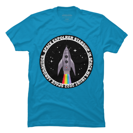 Rocket space explorer starship rainbow art