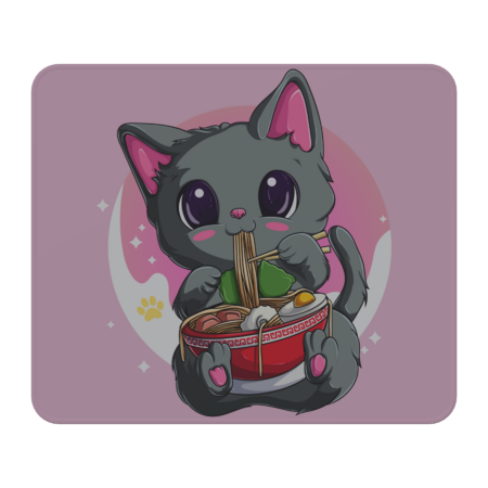 Cute Kawaii Cat Maneki Neko Noodles Japanese Ramen by ElfenTees
