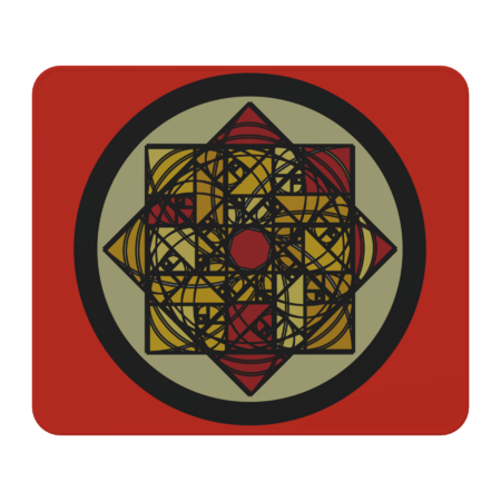 Star of bricks -Red and yellow Geometric art- circle - abstract