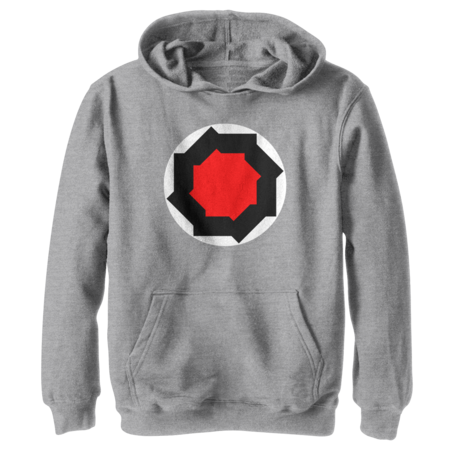 Black and red minimal spiky wheel geometric logo