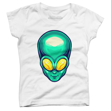 Cute green alien head t shirt by ArtGraris