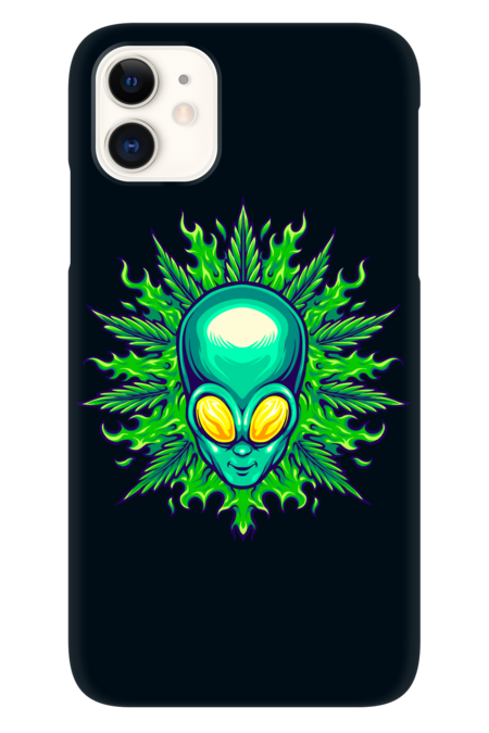 Alien head weed leaf apparel design by ArtGraris