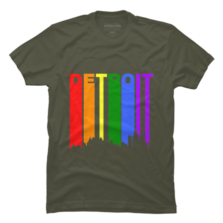 Detroit Michigan Rainbow Skyline LGBT Pride